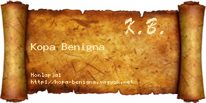 Kopa Benigna névjegykártya